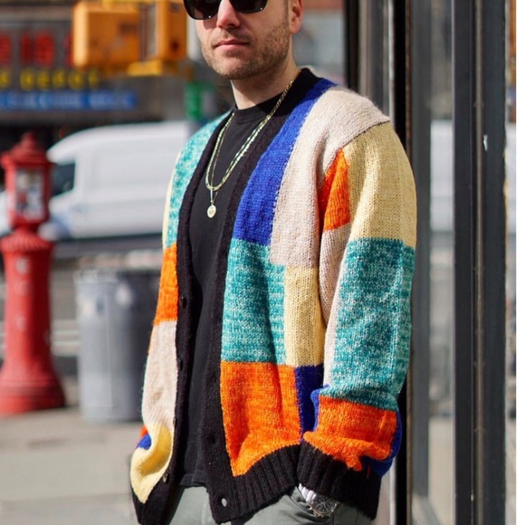 Supreme patchwork mohair cardigan L